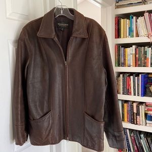 Golden Bear womens brown leather jacket, L